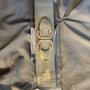 Stylish Gray Belt with Gold Buckle